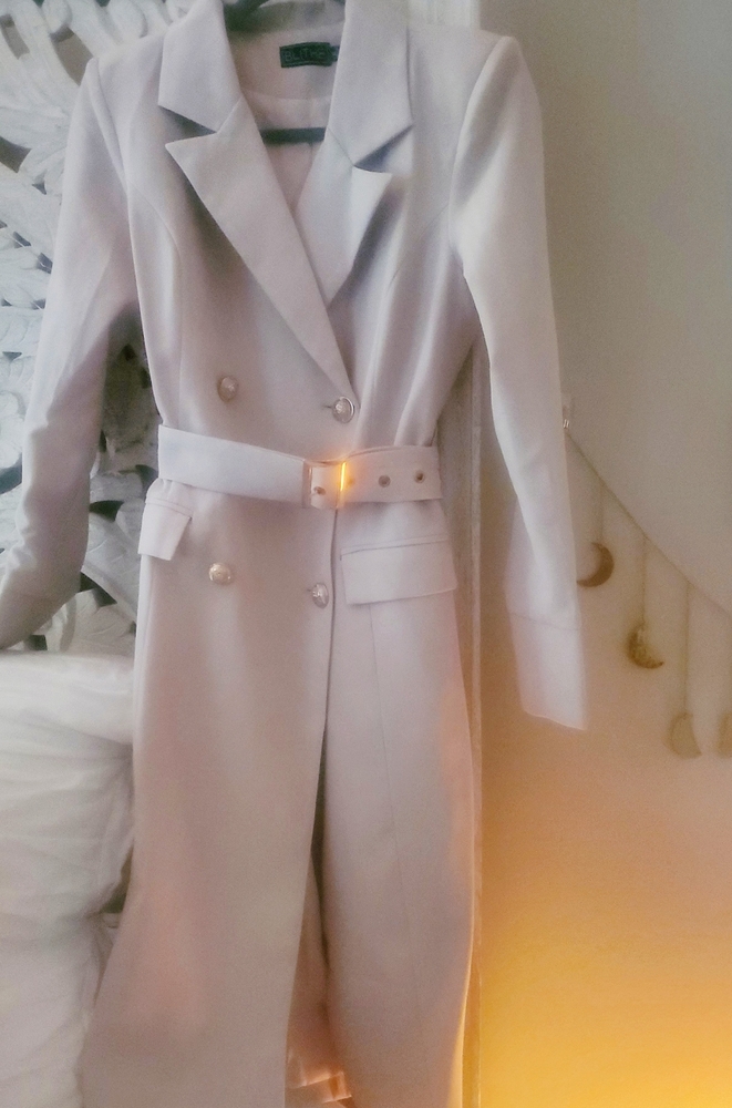 Classic double-breasted nude dress